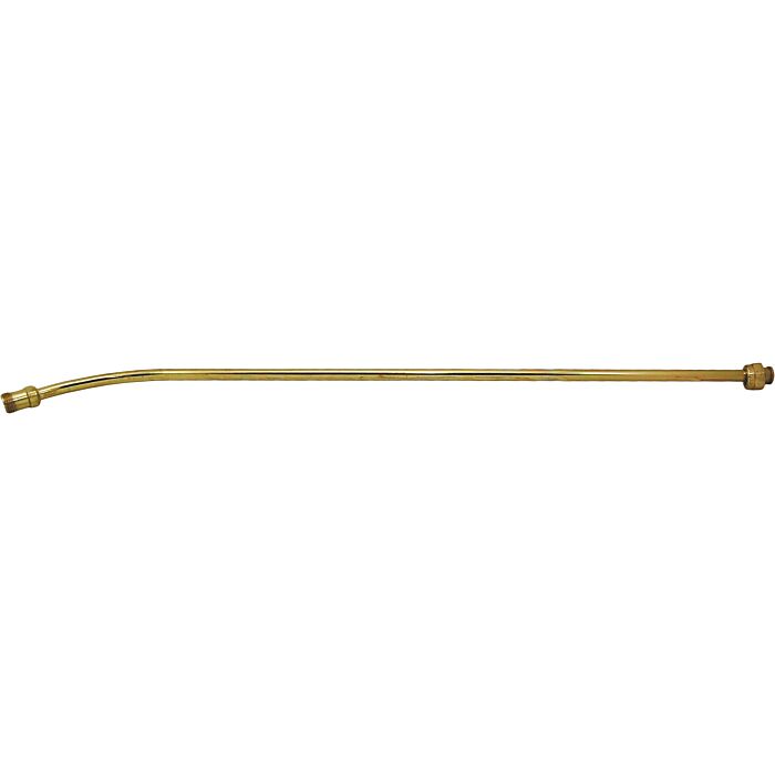 24-inch brass sprayer extension wand with a curved end and threaded fittings for garden sprayers.