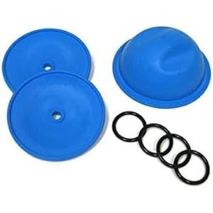 Blue rubber diaphragms and four black O-ring seals for AR43293 pump repair kit.