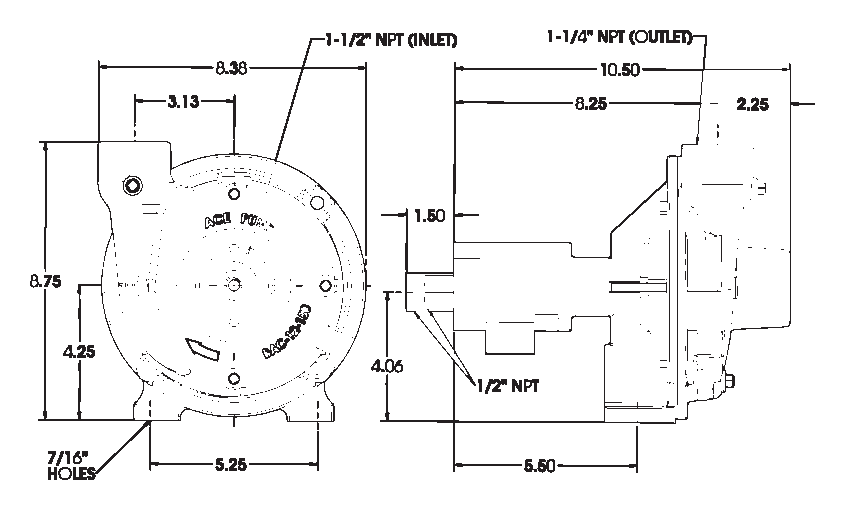 Ace FMC-150-HYD dimension drawing