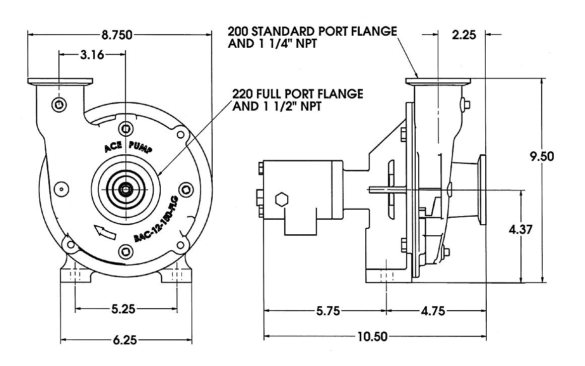 Ace FMC-150F-HYD-206 dimension drawing
