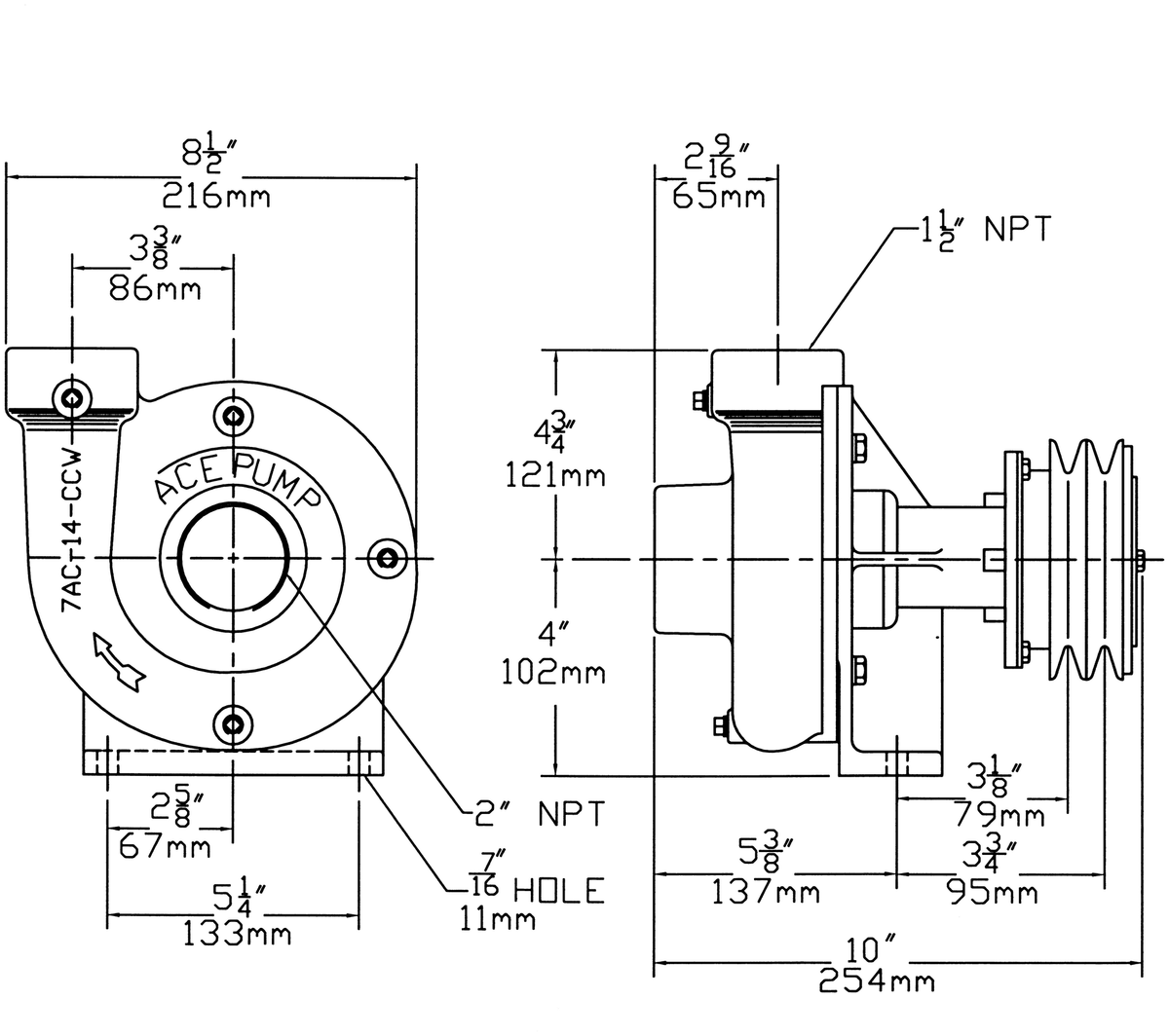Ace FMC-200-MAG-DX dimension drawing