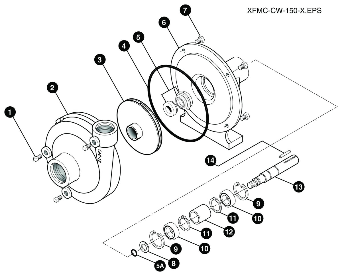 Ace FMC-CW-150-X exploded parts view
