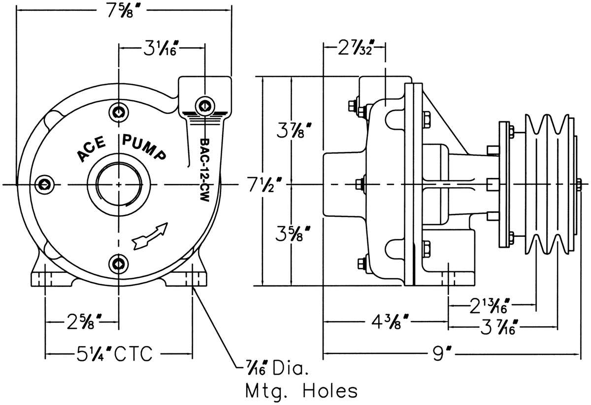 Ace FMC-CW-MAG-D dimension drawing
