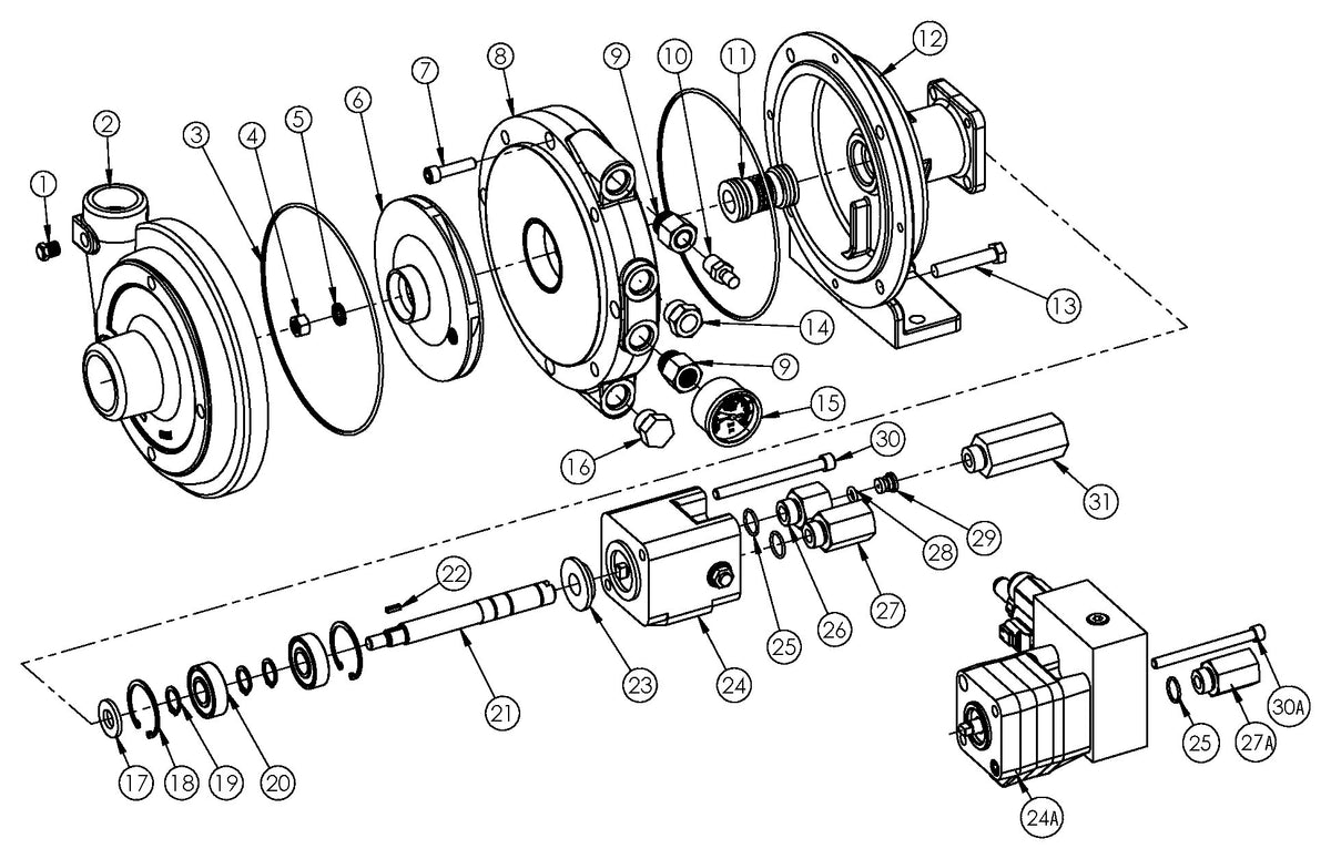 Ace FMCWS-125-HYD-204 exploded parts view