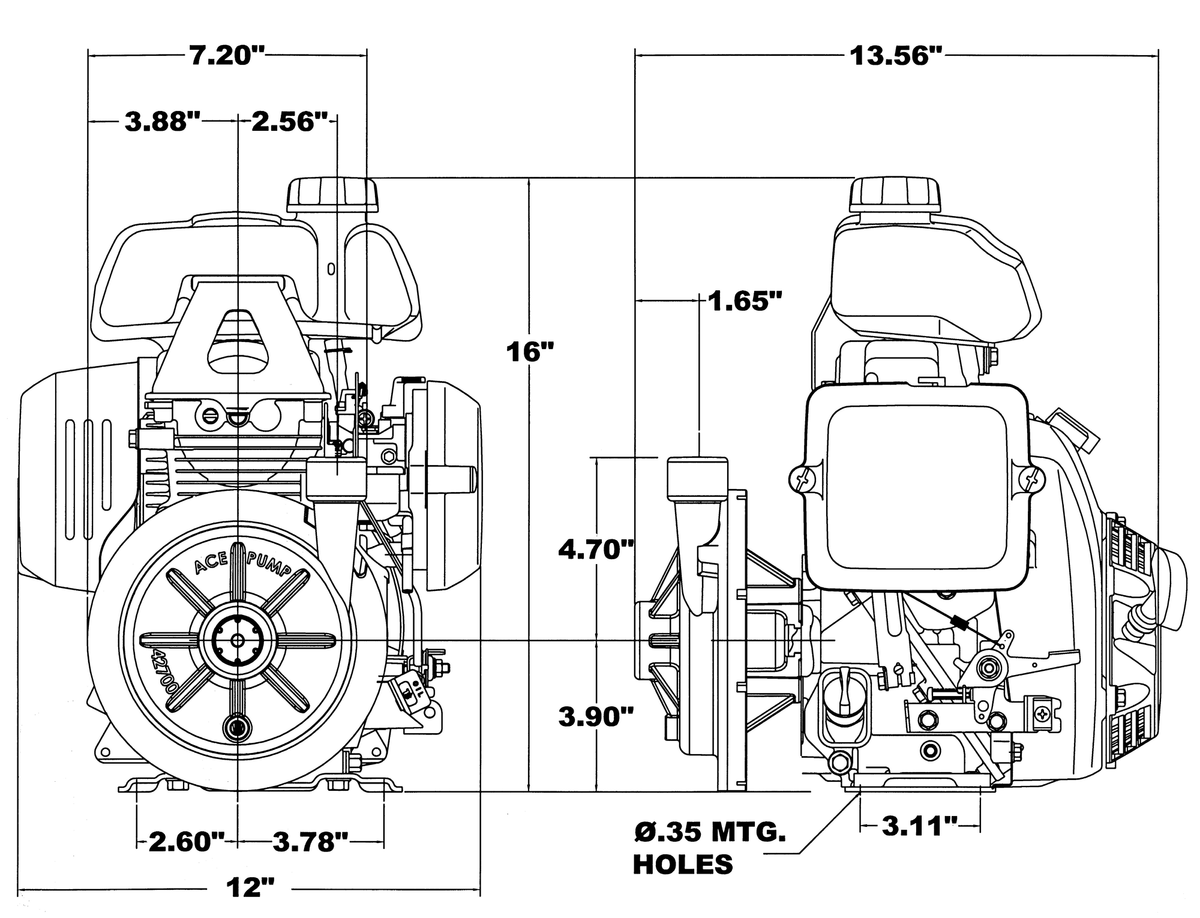 Ace GE-75 dimension drawing