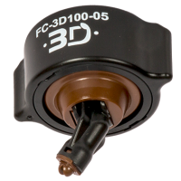 Black and brown FC-3D100-05 circular industrial component with a protruding nozzle and white printed model number.