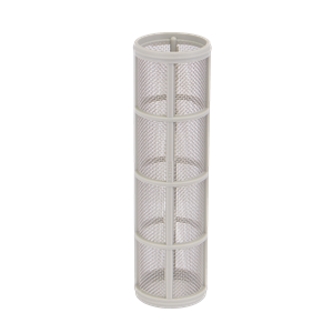 Cylindrical LST1516 (B) replacement filter with a fine stainless steel mesh screen and a durable light grey plastic frame.