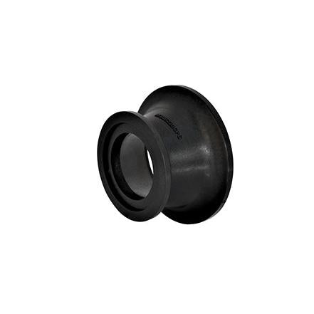Black rubber M300220CPG industrial flanged pipe connector with a tapered, hollow cylindrical design.