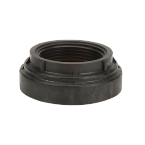 Black threaded plastic cap for MLS300 series, featuring a durable circular design with internal screw threading.