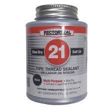 RectorSeal RS21 8 oz. slow-dry, soft-set black pipe thread sealant in a silver metal can with red branding.