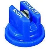 Blue XR TeeJet 8003VS flat fan spray nozzle with a stainless steel insert for agricultural precision spraying.