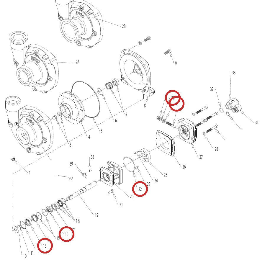 Hypro 3430-0748 Kit Hydraulic Seal Repair — parts diagram, kit items circled