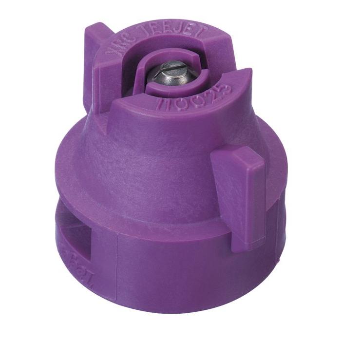 Purple TeeJet XRC110025-VS spray nozzle with a stainless steel insert for agricultural precision spraying.