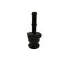 Black 050E (G) plastic irrigation barb fitting with a hexagonal base and grooved stem for secure tubing connection.