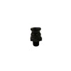 Black polypropylene 1/2 inch MPT camlock adapter with a male threaded end and grooved coupling head.