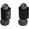 Two black Raven NCV nozzle control valves with gray electrical connectors and threaded mounting collars.
