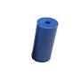 Blue cylindrical foam roller with a hollow center, ideal for physical therapy and exercise support.
