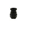 Black 100A camlock adapter with a threaded hexagonal base, made from durable industrial-grade metal.