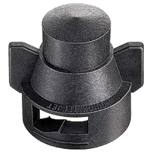 Black plastic Quick TeeJet spray nozzle cap with dual side wings for easy manual installation.