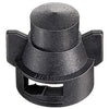Black plastic Quick TeeJet spray nozzle cap with dual side wings for easy manual installation.