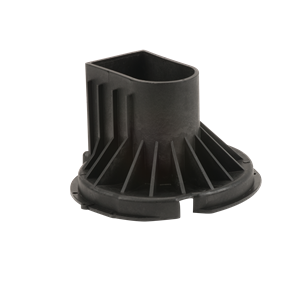 Black plastic 12702A (B) mounting base with a rectangular center column and reinforced radial support ribs.
