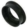 Black rubber flanged seal ring with a circular design for industrial plumbing or automotive applications.