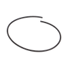 Thin black circular rubber O-ring gasket with a small gap, isolated on a white background.