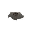 Black plastic pump impeller with five curved blades and a central keyed shaft mount.