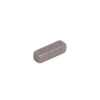 Small rectangular metal machine key with a matte grey finish and rounded ends.