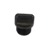 Black Banjo brand threaded plastic pipe plug with a square-shaped head.