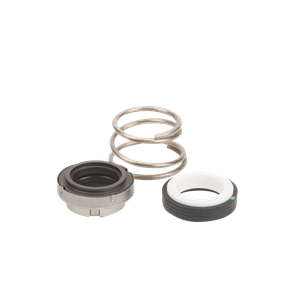 Mechanical seal kit 17035 (B) with a metal spring, a black rubber bellows seal, and a white ceramic stationary seat.