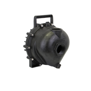 Black 200PO (B) centrifugal pump housing made of durable plastic with a top carry handle and threaded intake ports.