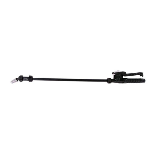 Black plastic spray wand with a trigger handle, adjustable nozzle, and 1/4-inch connection for garden sprayers.