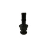 Black 300E (G) plastic hose barb adapter with a hexagonal center nut and ribbed connector end.