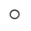 Small black circular rubber gasket washer with a smooth flat surface isolated on a white background.