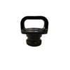 Black 300PLH (G) plastic camlock dust plug with a sturdy handle for secure hose and pipe sealing.