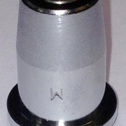 Silver metal 38602 nozzle tip for 3-8 GPM sprayers with a tapered body and stamped letter M detail.