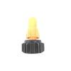 Yellow plastic nozzle tip with a black ribbed adjustment dial for precision spray control.