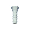 Stainless steel hose barb fitting with a flanged top and five-ribbed shank for secure tubing connections.