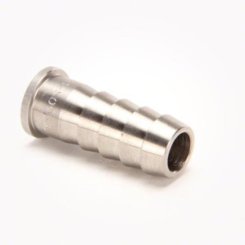 Stainless steel 4251-500-SS barbed hose fitting with a flanged end and metallic finish on a white background.