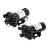 Two black Shurflo 5059-1311-D011 diaphragm pumps with cylindrical motors and integrated mounting brackets.