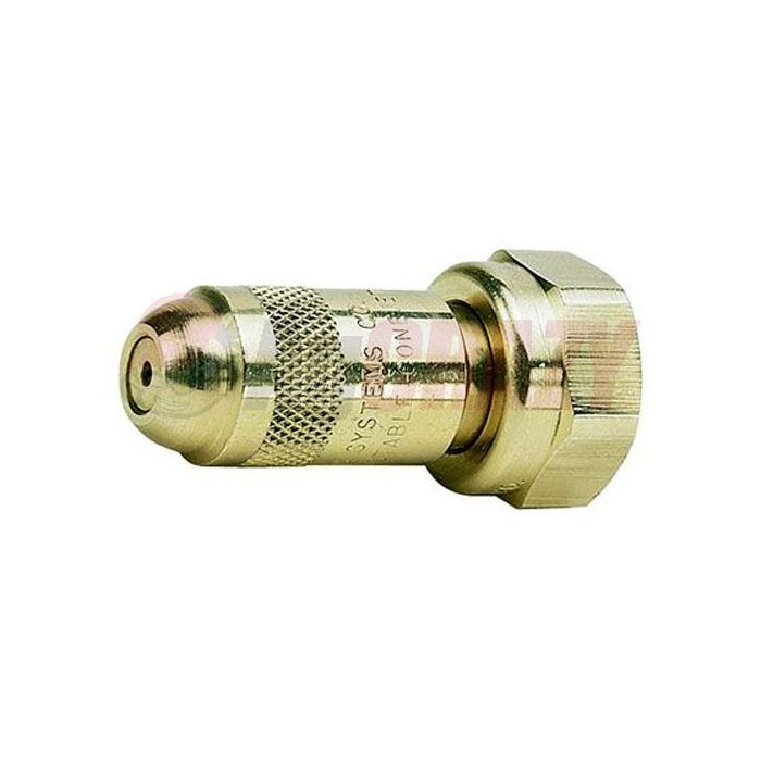 Brass 5500-X12 adjustable spray nozzle with a knurled grip and hexagonal base for industrial fluid applications.
