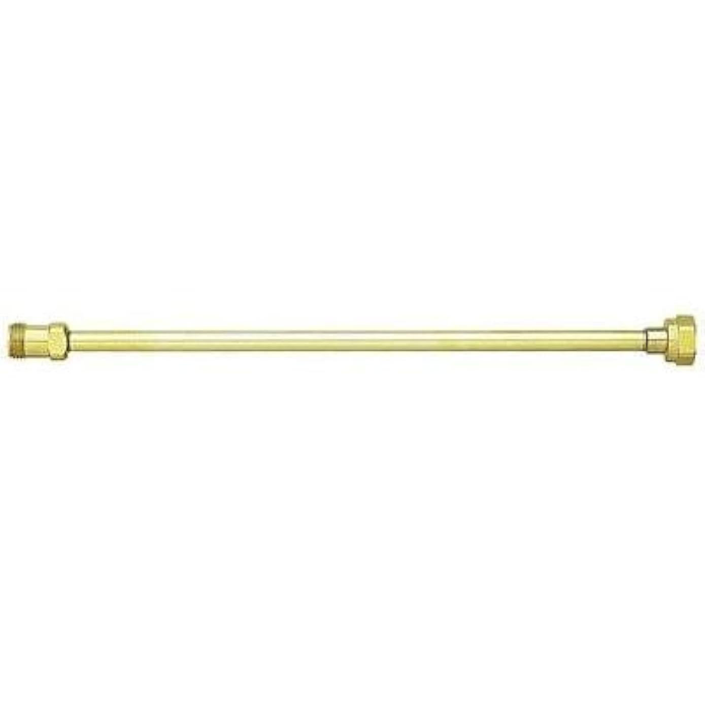 48-inch brass riser pipe with threaded ends for plumbing and shower installations.