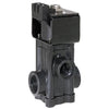 AA144A-1 black plastic solenoid valve with threaded ports and top-mounted electrical connector.