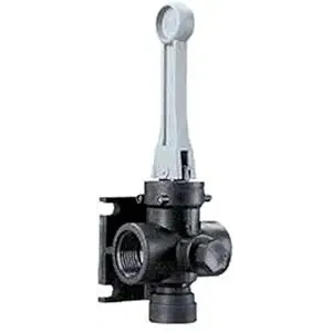 AA6B black plastic spray nozzle body with a grey vertical control lever and threaded inlet port.