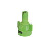 Green AIC11015-VS plastic air induction spray nozzle with a wide fan tip for agricultural crop spraying.