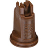 Brown AIXR11005VP plastic spray nozzle with a flat fan tip design and embossed model number on the side.