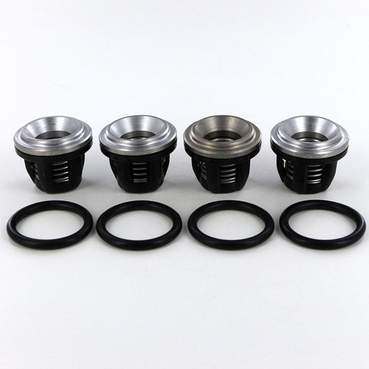 Four AR1920 metal and black plastic valve assemblies with matching black rubber O-rings on a white background.