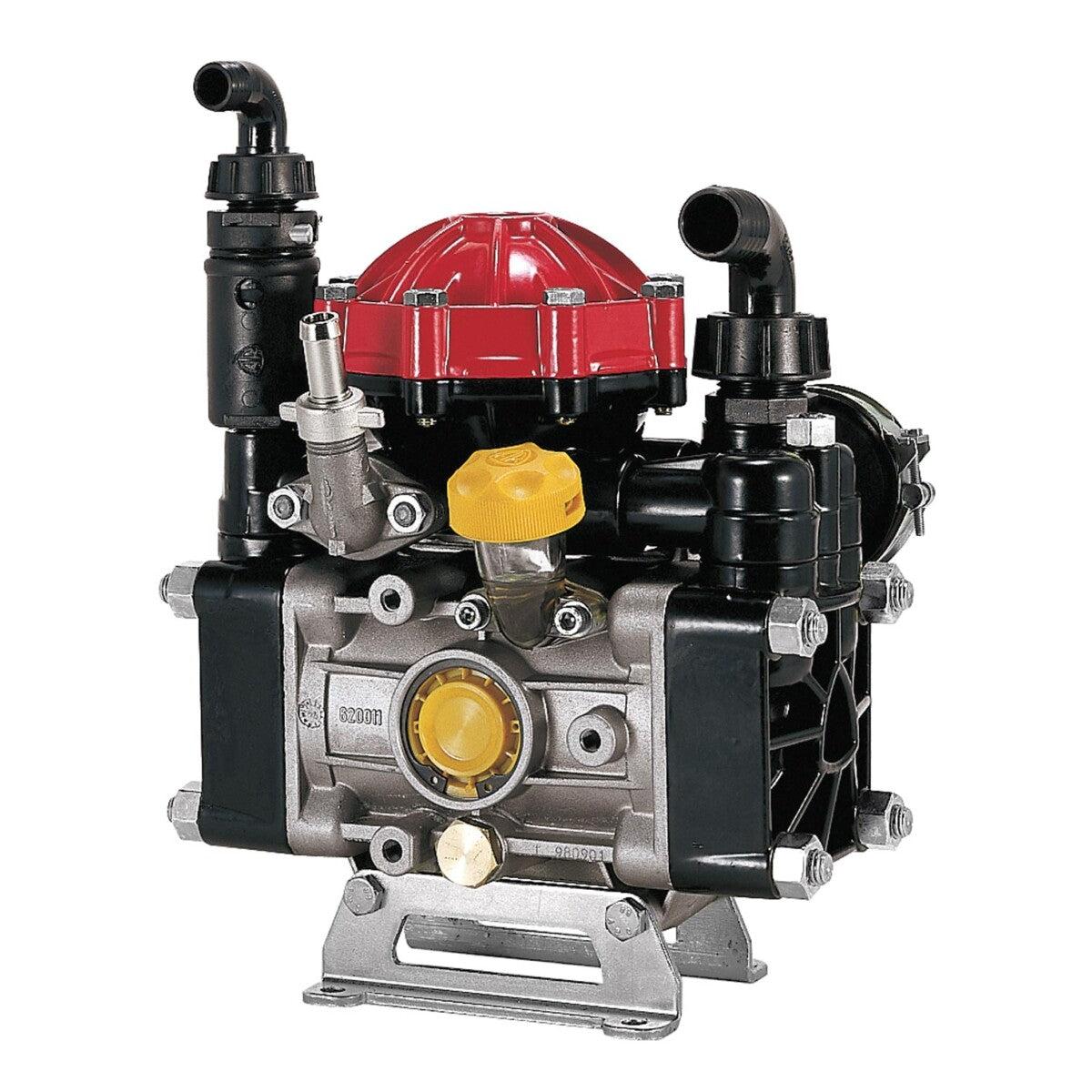 AR30-SP diaphragm pump featuring a red top, black housing, silver metal base, and yellow adjustment knobs.