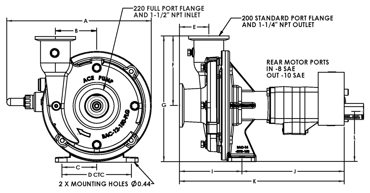 Ace FMC-150F-HYD-206-PWM dimension drawing